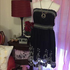 Strapless Sundress with Flower Detail